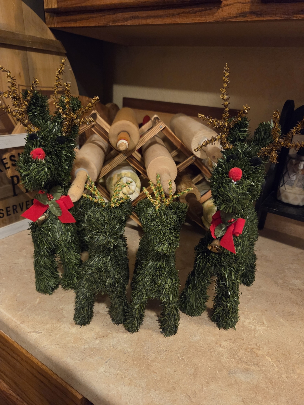 Set of 4 Topiary Greenery Reindeer Christmas Decor Pieces